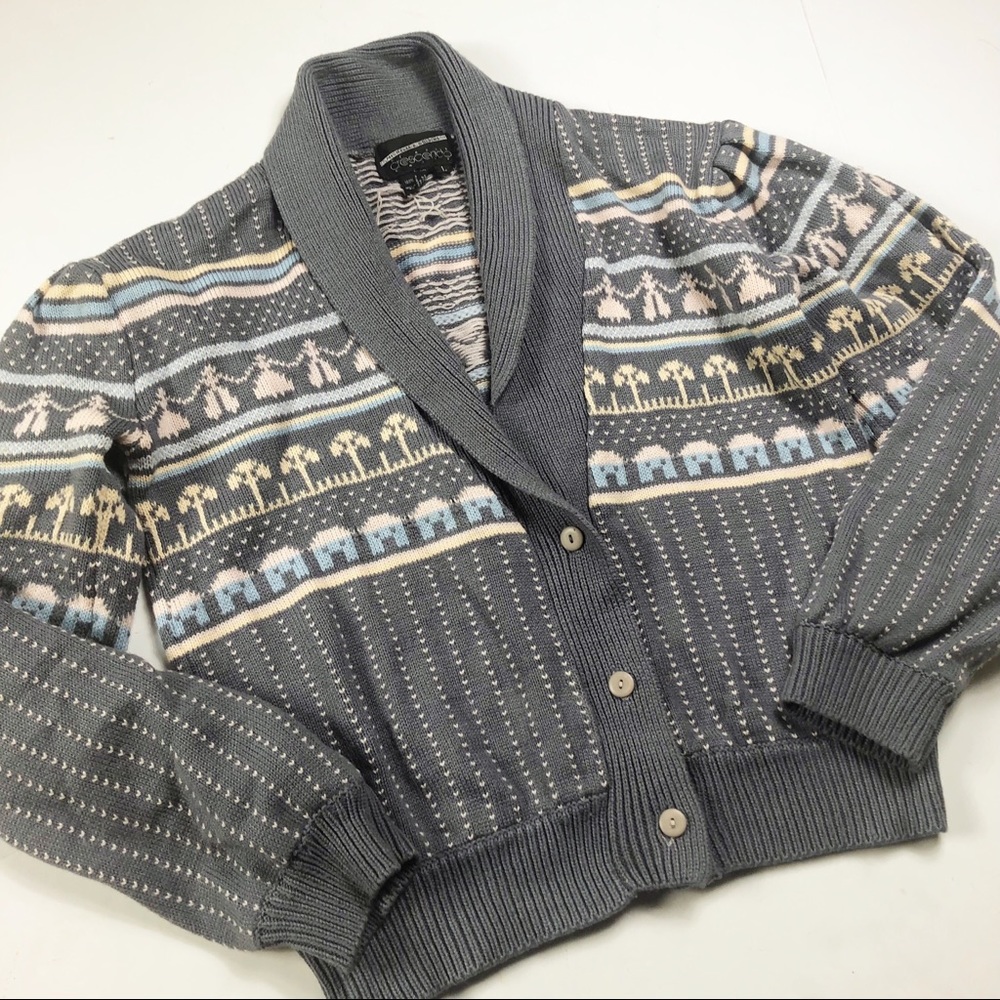Vintage Cardigan Sweater House Kawaii Large pastel